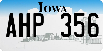 IA license plate AHP356