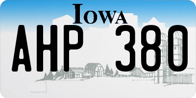IA license plate AHP380