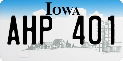 IA license plate AHP401