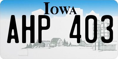 IA license plate AHP403