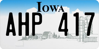 IA license plate AHP417