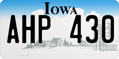 IA license plate AHP430