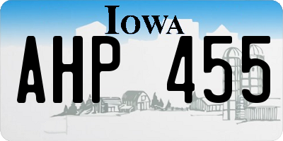 IA license plate AHP455