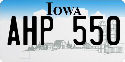 IA license plate AHP550