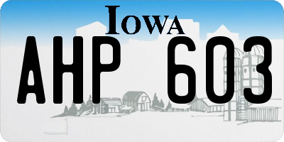 IA license plate AHP603