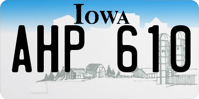 IA license plate AHP610