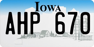 IA license plate AHP670