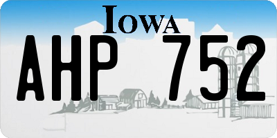 IA license plate AHP752