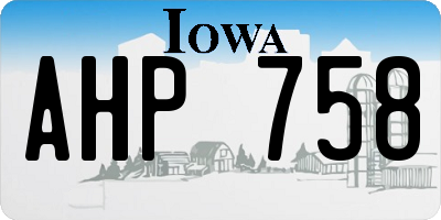 IA license plate AHP758