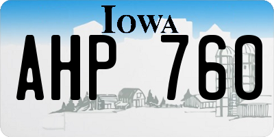 IA license plate AHP760