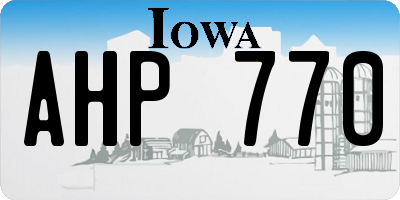 IA license plate AHP770