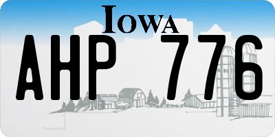 IA license plate AHP776