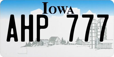 IA license plate AHP777