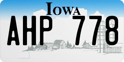 IA license plate AHP778