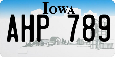IA license plate AHP789