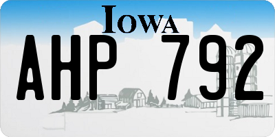 IA license plate AHP792
