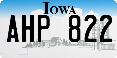 IA license plate AHP822