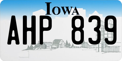 IA license plate AHP839
