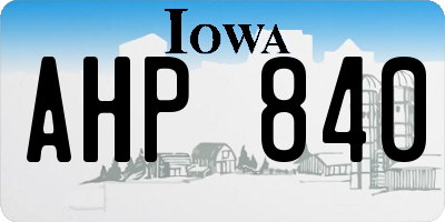 IA license plate AHP840