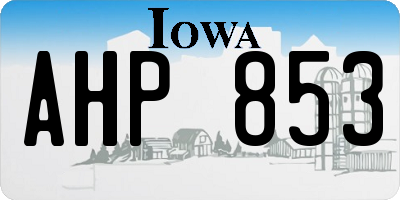 IA license plate AHP853