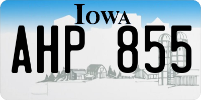 IA license plate AHP855