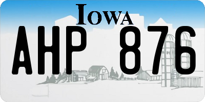 IA license plate AHP876