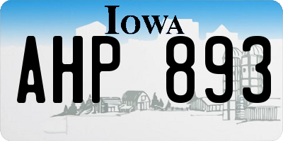 IA license plate AHP893