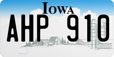 IA license plate AHP910