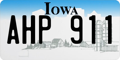 IA license plate AHP911