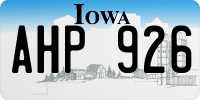 IA license plate AHP926