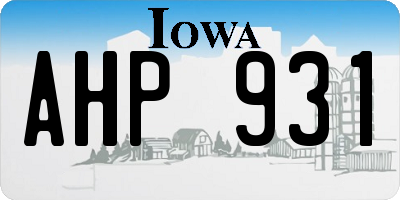 IA license plate AHP931