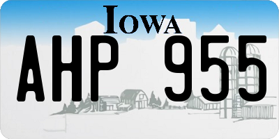 IA license plate AHP955