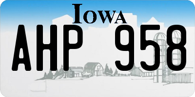 IA license plate AHP958