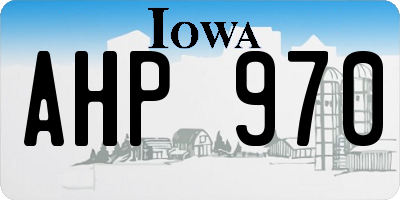 IA license plate AHP970