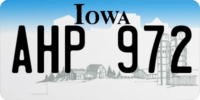 IA license plate AHP972