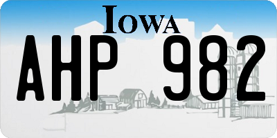 IA license plate AHP982
