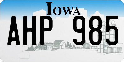 IA license plate AHP985