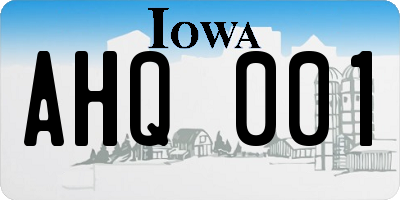IA license plate AHQ001