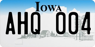 IA license plate AHQ004