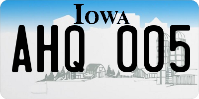 IA license plate AHQ005