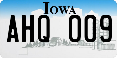 IA license plate AHQ009