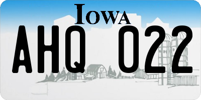 IA license plate AHQ022