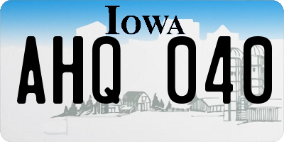 IA license plate AHQ040