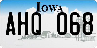 IA license plate AHQ068