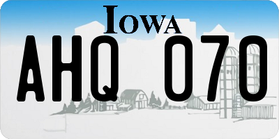 IA license plate AHQ070
