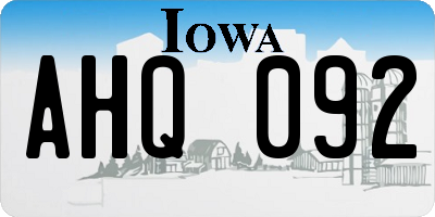 IA license plate AHQ092