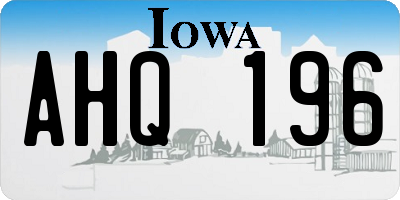 IA license plate AHQ196