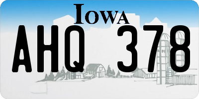 IA license plate AHQ378