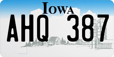IA license plate AHQ387