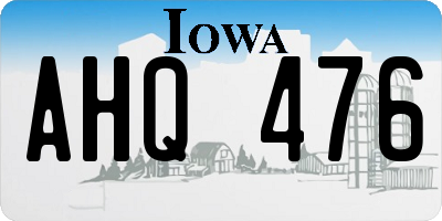IA license plate AHQ476